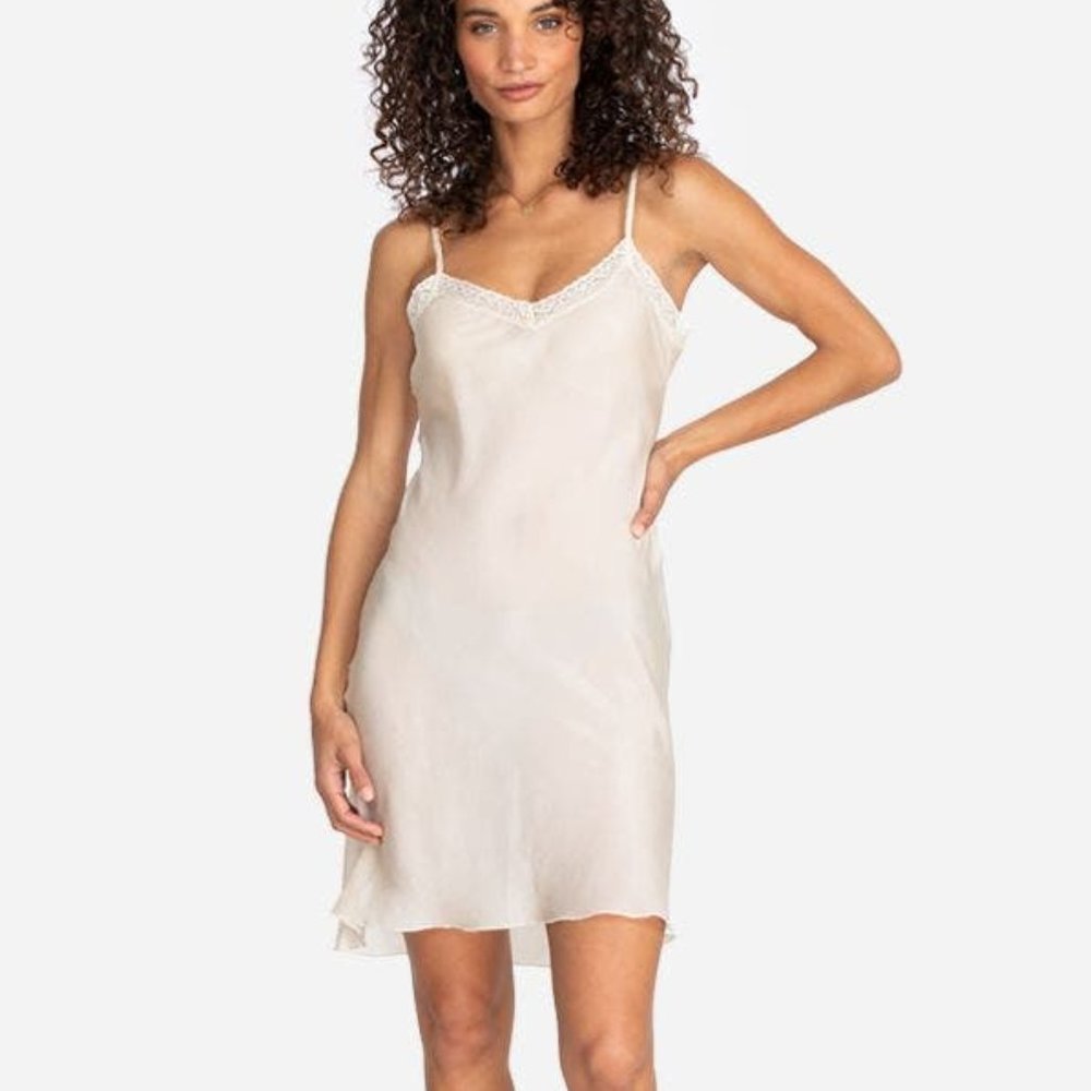 Johnny Was Adorable Cami Lace Slip Dress Ecru Cream Small.